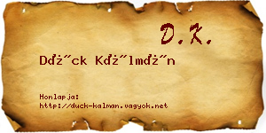 Dück Kálmán névjegykártya